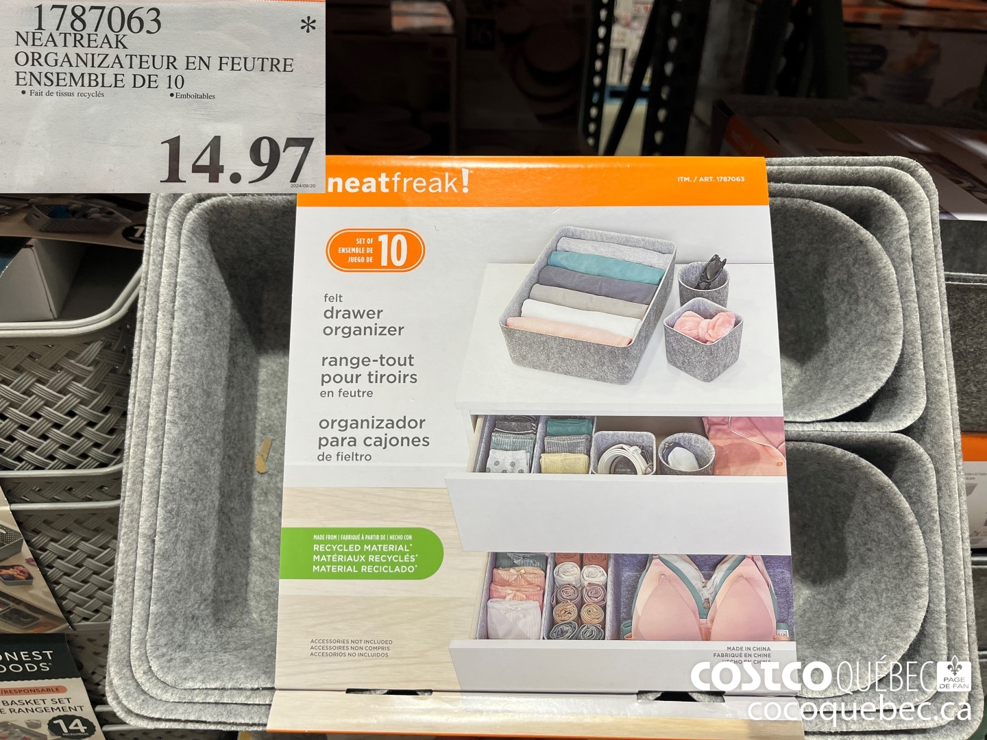 1787063 NEATREAK ORGANIZATEUR EN FEUTRE ENSEMBLE DE 10  $14.97