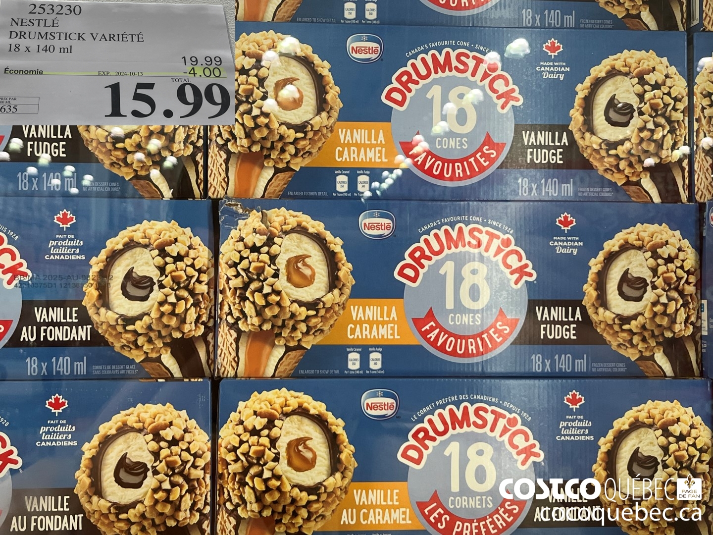253230 NESTLE DRUMSTICK VARIETE 18 x 140 ml  ($4.00 INSTANT SAVINGS EXPIRES ON 2024-10-13) $15.99
