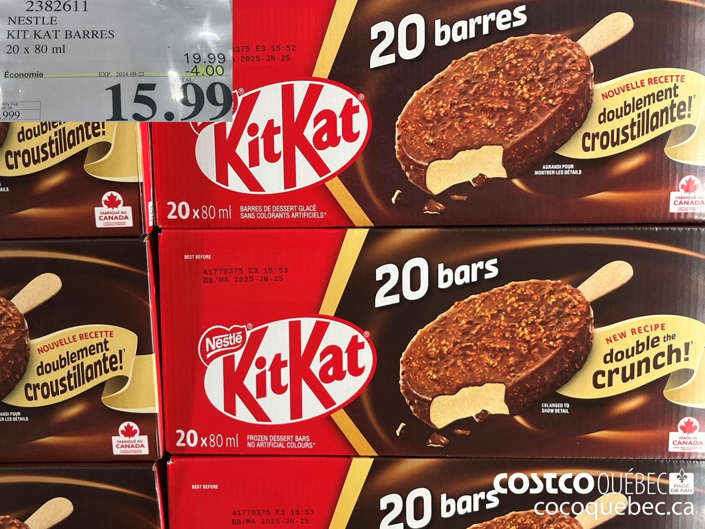 2382611 NESTLE KI IT-KAT BARRES 20 x 80 ml  ($4.00 INSTANT SAVINGS EXPIRES ON 2024-09-22) $15.99