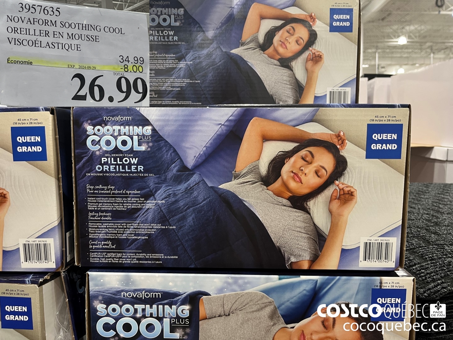 3957635 NOVAFORM SOOTHING COOL OREILLER EN MOUSSE VISCOELASTIQUE  ($8.00 INSTANT SAVINGS EXPIRES ON 2024-09-29) $6.99