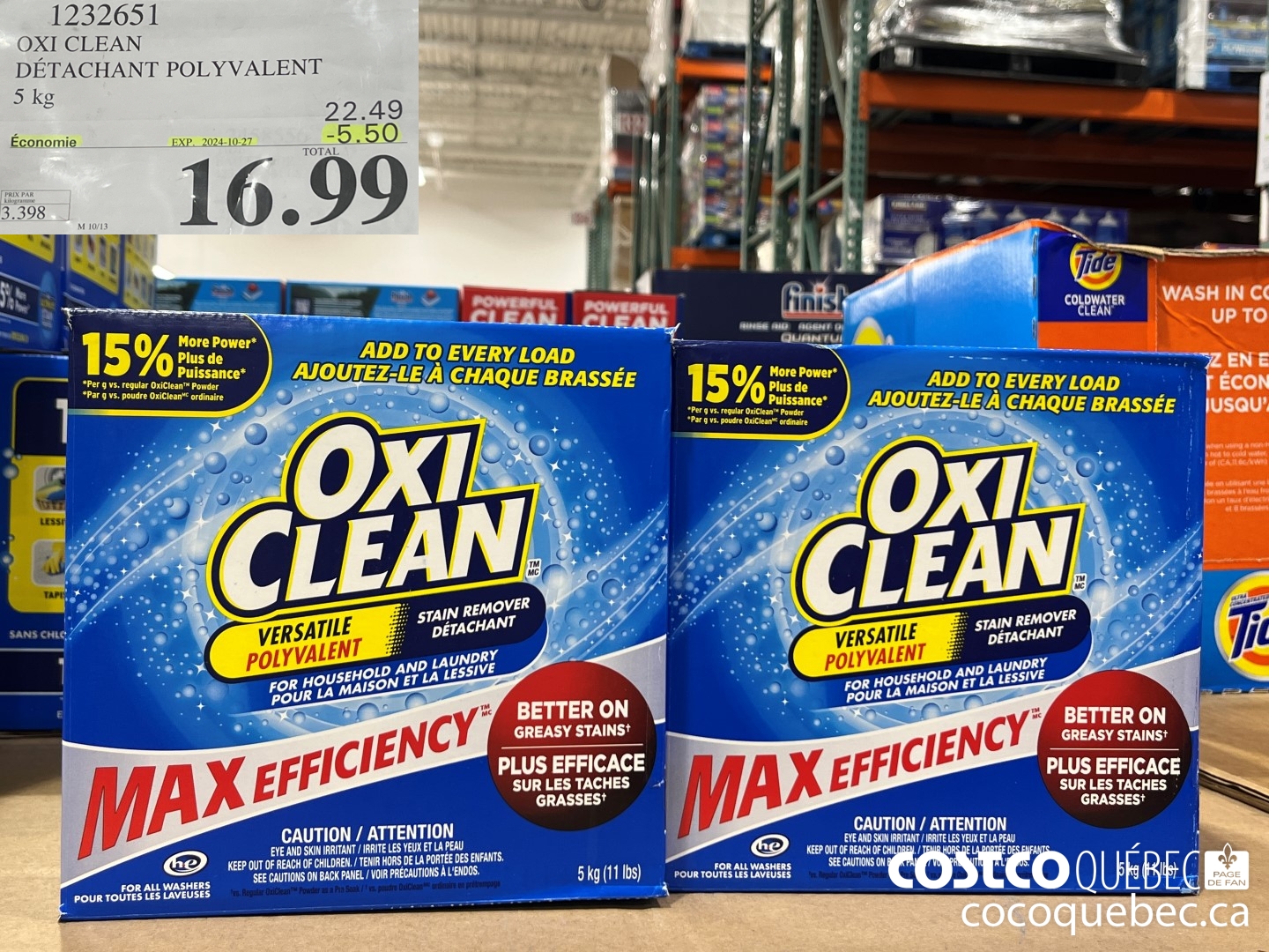 1232651 OXI CLEAN DETACHANT POLYVALENT 5 KG ($5.50 INSTANT SAVINGS EXPIRES ON 2024-10-27) $16.99