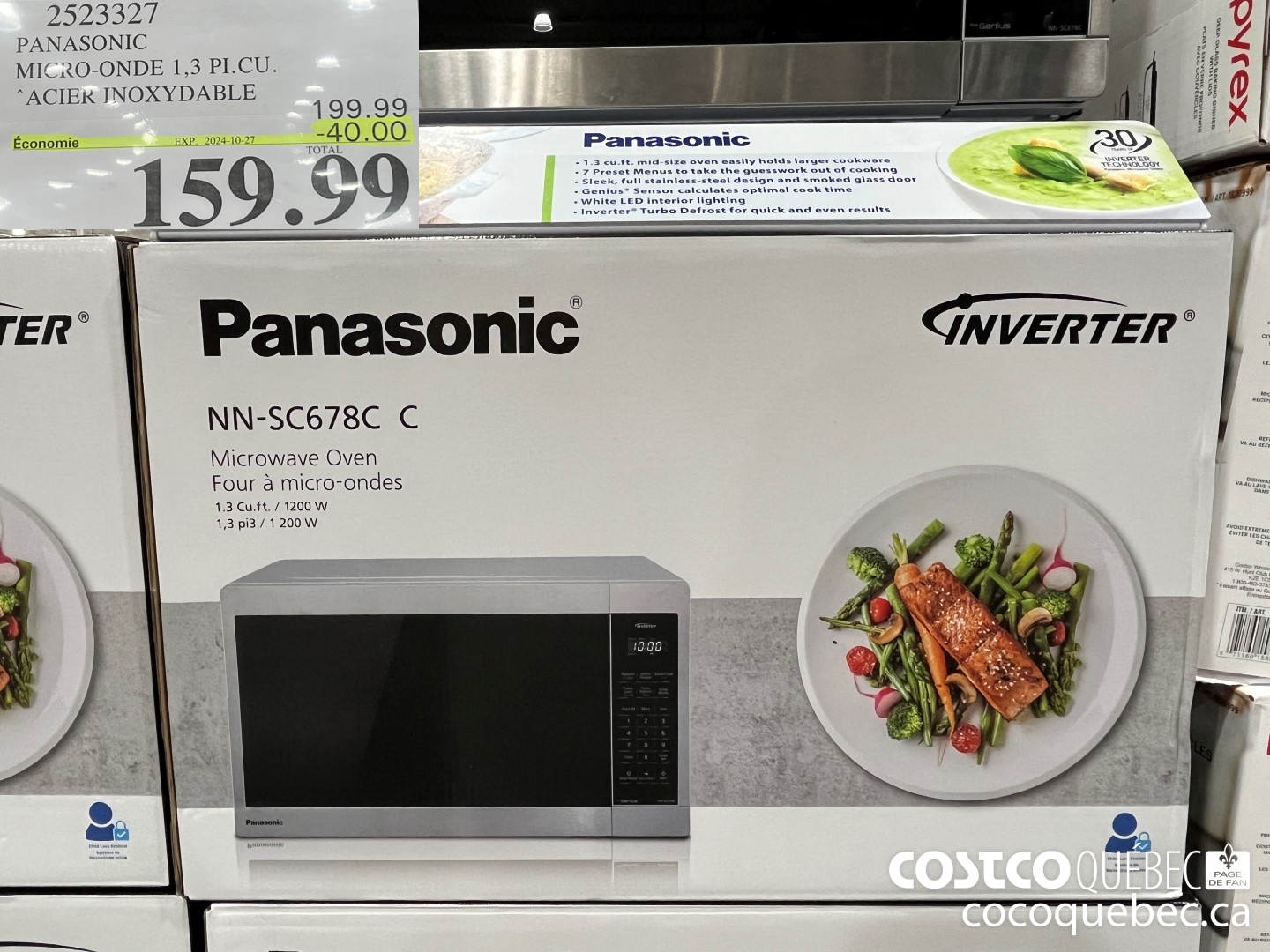 2523327 PANASONIC MICRO-ONDE 1,3 PI.CU.  ($40.00 INSTANT SAVINGS EXPIRES ON 2024-10-27) $159.99