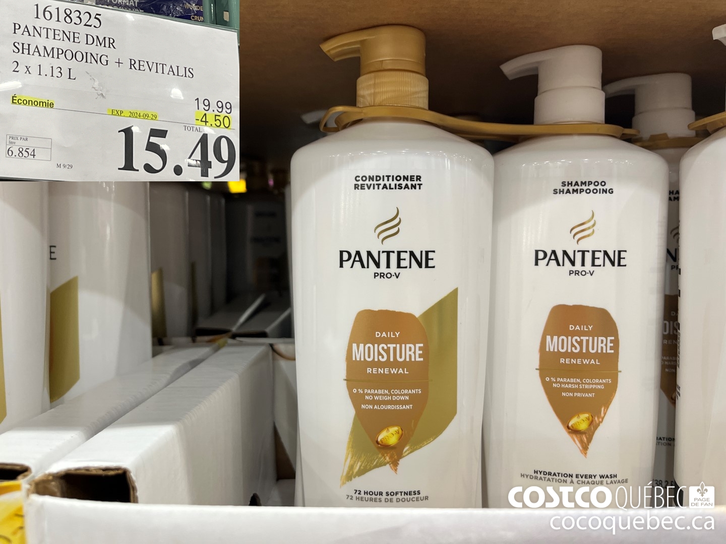 1618325 PANTENE DMR SHAMPOING/REVITALISANT  ($4.50 INSTANT SAVINGS EXPIRES ON 2024-09-29) $15.49