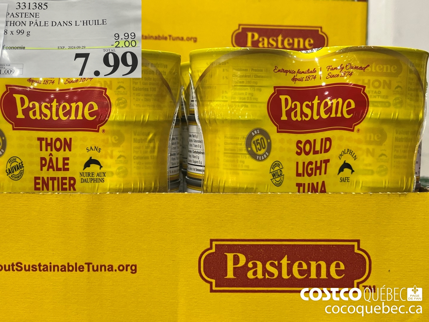 331385 PASTENE THON PALE DANS L'HUILE  ($2.00 INSTANT SAVINGS EXPIRES ON 2024-09-29) $7.99