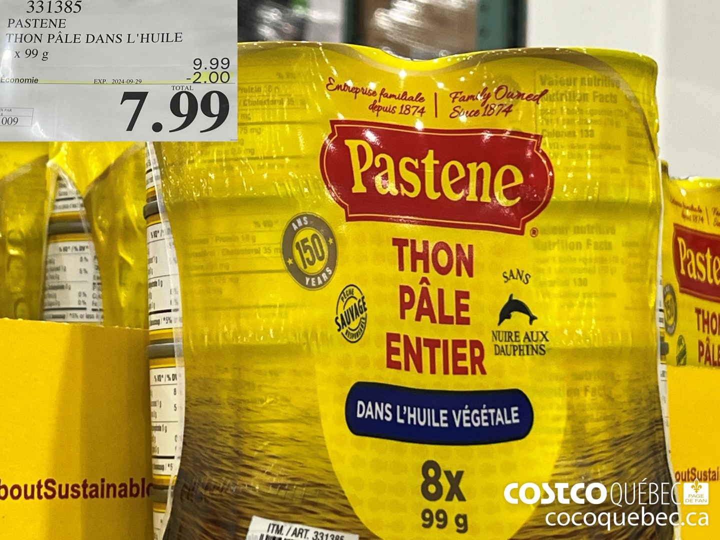 331385 PASTENE THON PALE DANS L'HUILE  ($2.00 INSTANT SAVINGS EXPIRES ON 2024-09-29) $7.99