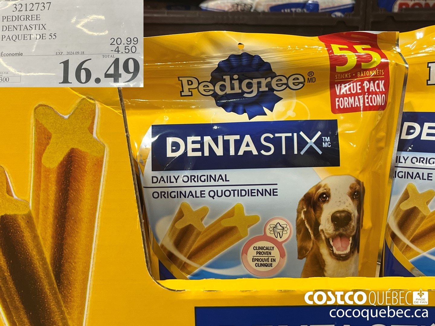3212737 PEDIGREE DENTASTIX PAQUET DE 55 ($4.50 INSTANT SAVINGS EXPIRES ON 2024-09-18) $16.79