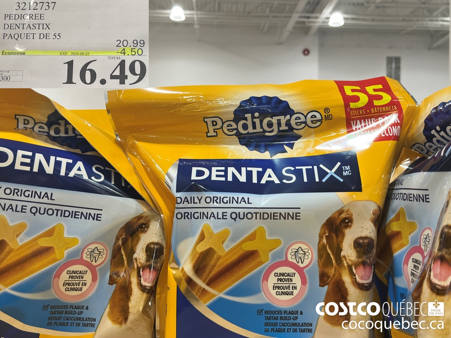 3212737 PEDIGREE DENTASTIX PAQUET DE 55 ($4.50 INSTANT SAVINGS EXPIRES ON 2024-09-25) $16.49