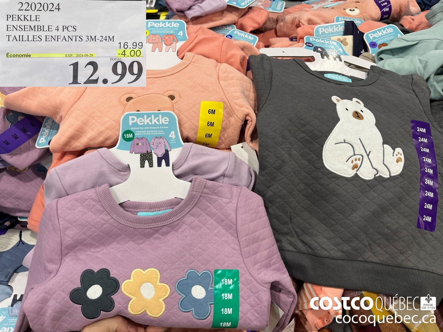 2202024 PEKKLE ENSEMBLE 4 PCS TAILLES ENFANTS 3M-24M 16, 99  ($4.00 INSTANT SAVINGS EXPIRES ON 2024-09-29) $12.99