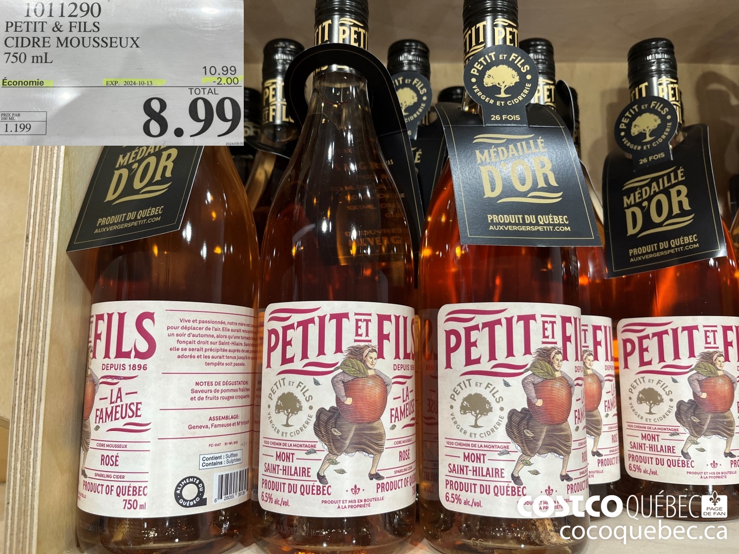 1011290 PETIT & FILS CIDRE MOUSSEUX 750 mL L 199  ($2.00 INSTANT SAVINGS EXPIRES ON 2024-10-13) $8.99