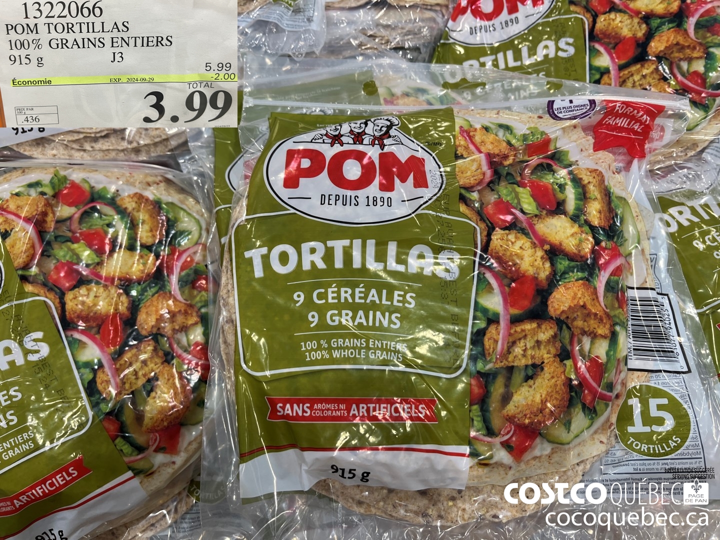 1322066 POM TORTILLAS 100% GRAINS ENTIERS  ($2.00 INSTANT SAVINGS EXPIRES ON 2024-09-29) $3.99