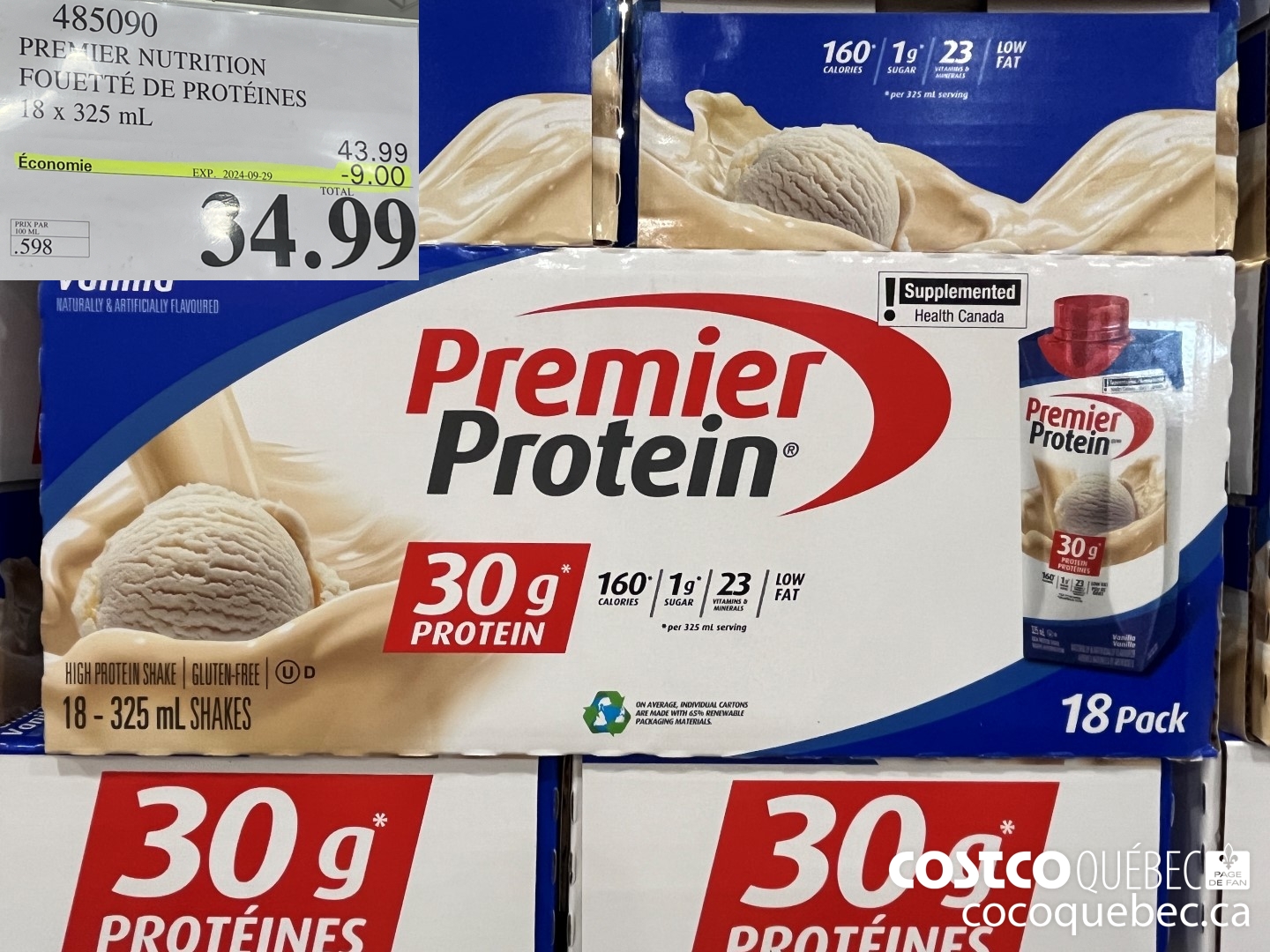 485090 PREMIER NUTRITION FOUEITE DR PROTEINES 18 X 325 mL  ($9.00 INSTANT SAVINGS EXPIRES ON 2024-09-29) $34.99