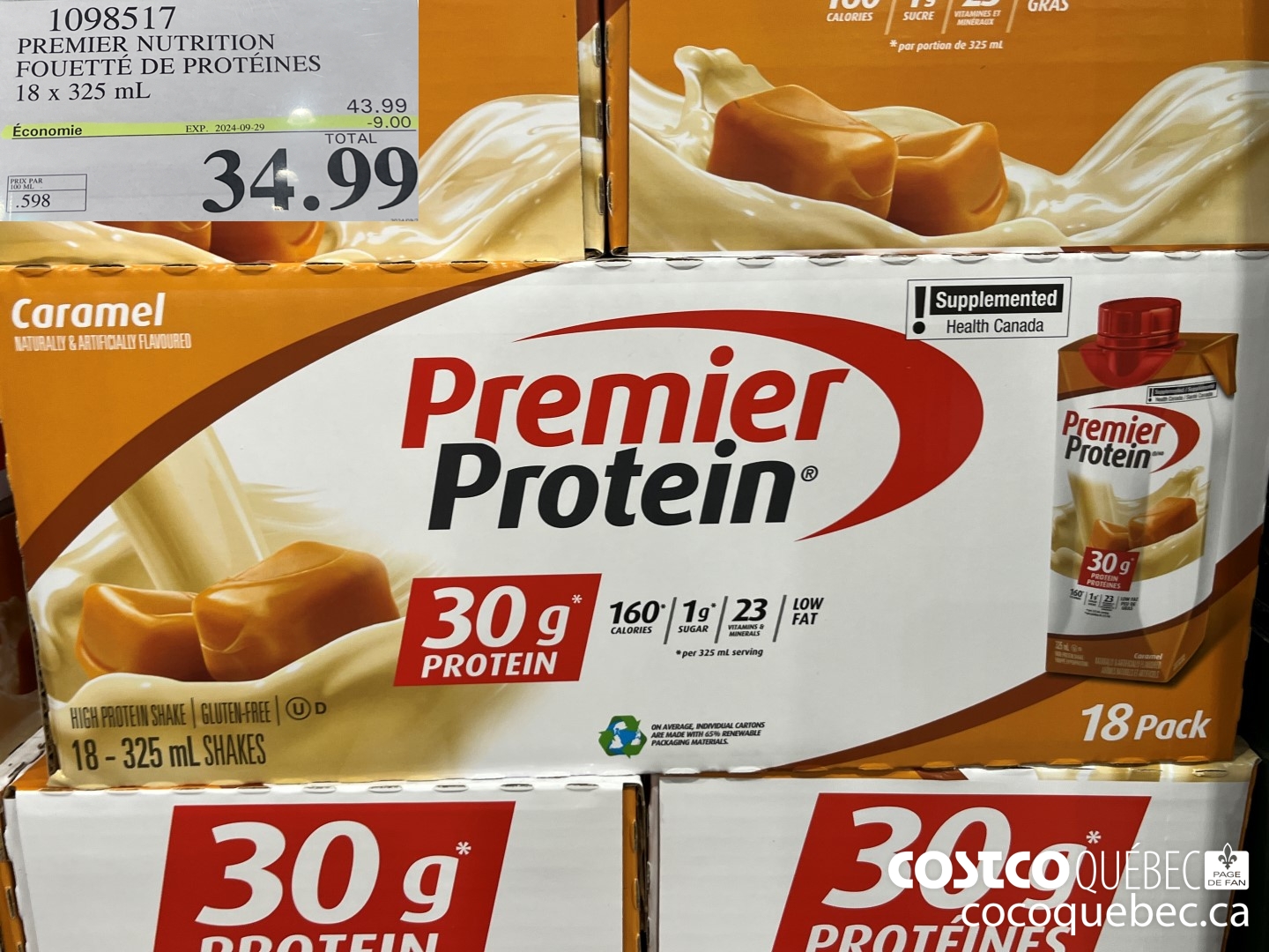 1098517 PREMIER NUTRITION FOUETTE DE PROTEINES 18 x 325 mL ($9.00 INSTANT SAVINGS EXPIRES ON 2024-09-29) $34.99