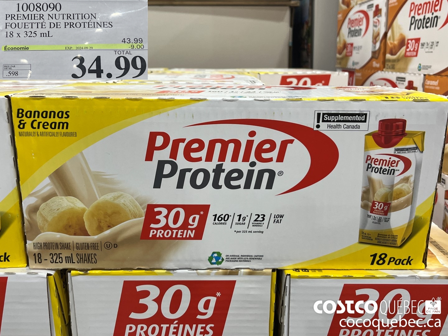 1008090 PREMIER NUTRITION FOUETTE DE PROTEINES 18 x 325 mL  ($9.00 INSTANT SAVINGS EXPIRES ON 2024-09-29) $34.99