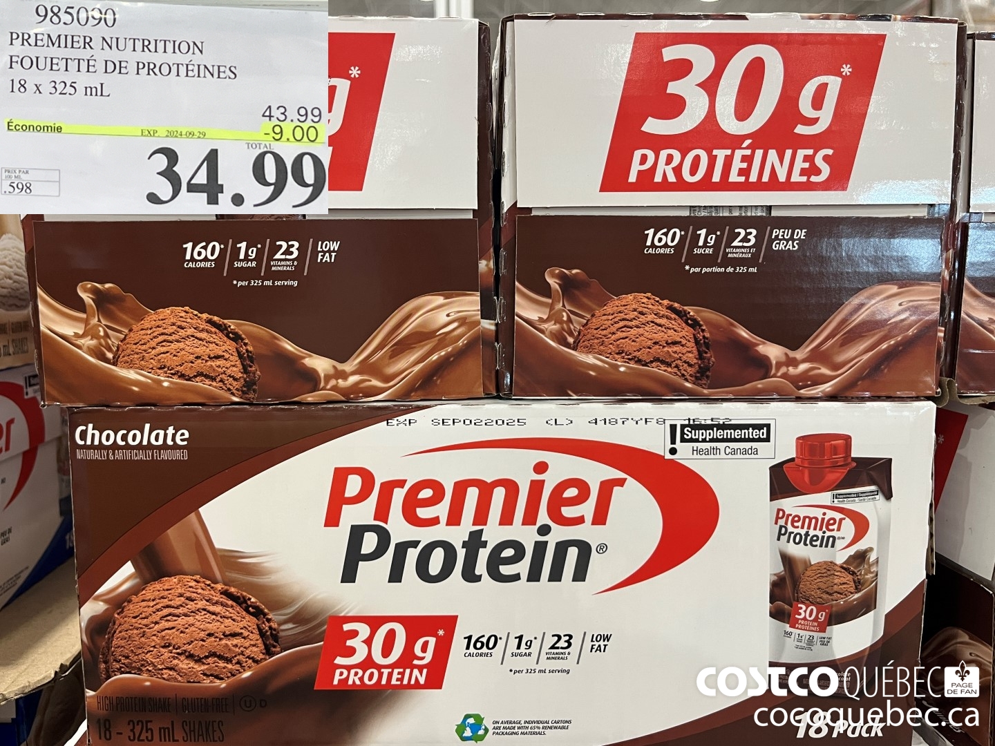985090 PREMIER NUTRITION FOUETTE DE PROTEINES 18 x 325 mL ($9.00 INSTANT SAVINGS EXPIRES ON 2024-09-29) $34.99