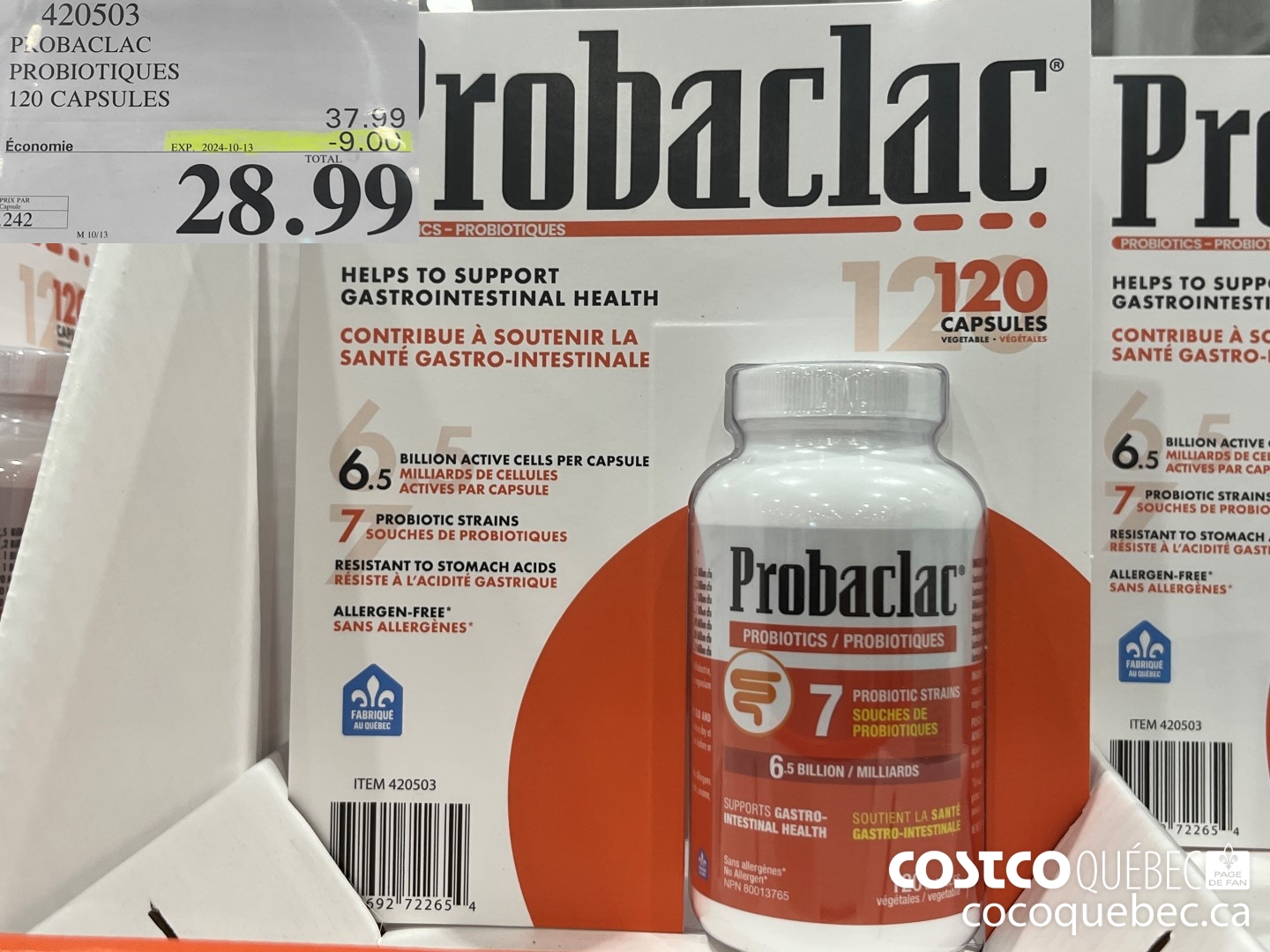 420503 PROBACLAC PROBIOTIQUES 120 CAPSULES  ($9.00 INSTANT SAVINGS EXPIRES ON 2024-10-13) $28.99