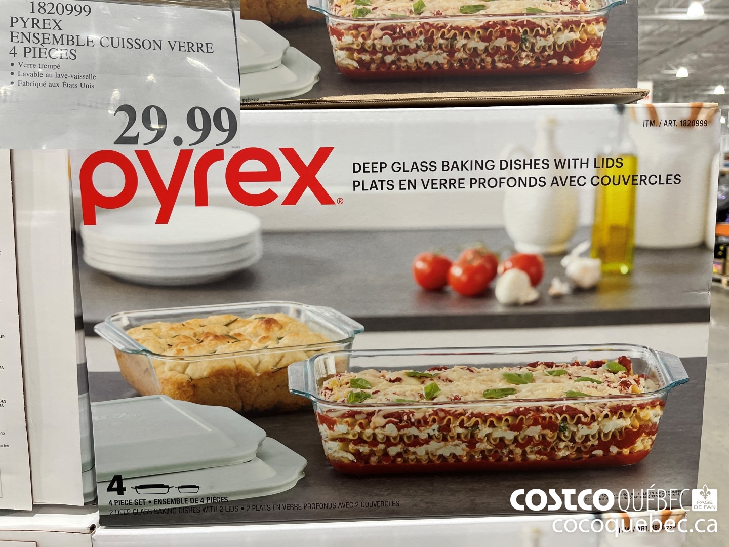 1820999 PYREX ENSEMBLE CUISSON VERRE 4 PIECES  $29.99