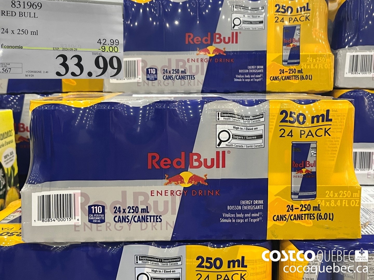 831969 RED BULL BOISSON ENERGISANTE 24 x 250 ml ($9.00 INSTANT SAVINGS EXPIRES ON 2024-09-29) $33.99