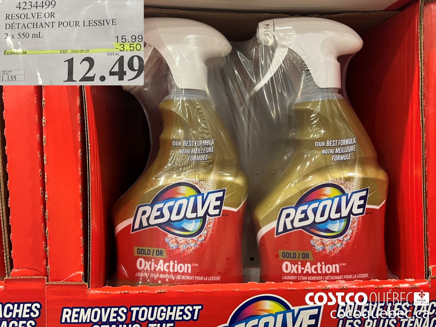 4234499 RESOLVE OR DETACHANT POUR LESSIVE  ($3.50 INSTANT SAVINGS EXPIRES ON 2024-09-29) $12.49