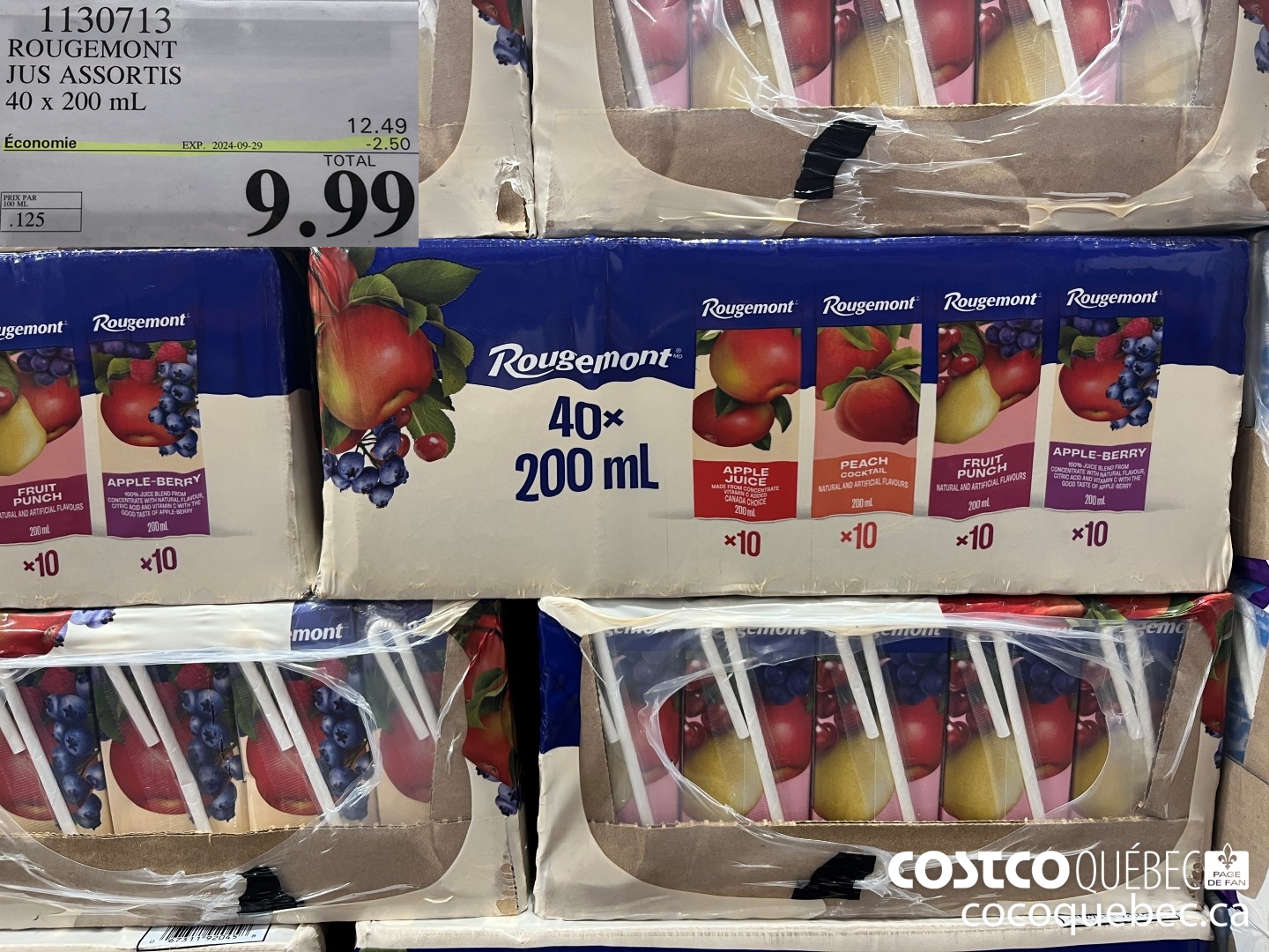 1130713 ROUGEMONT JUS ASSORTIS 40 x 200 mL  2024-09-29D ($2.50 INSTANT SAVINGS) $9.99