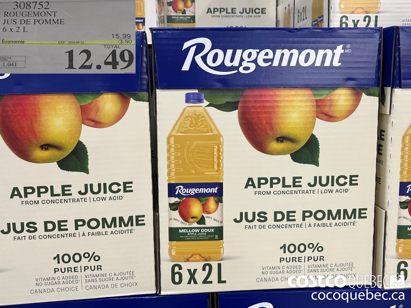 308752 ROUGEMONT JUS DE POMME ($3.50 INSTANT SAVINGS EXPIRES ON 2024-09-22) $12.49