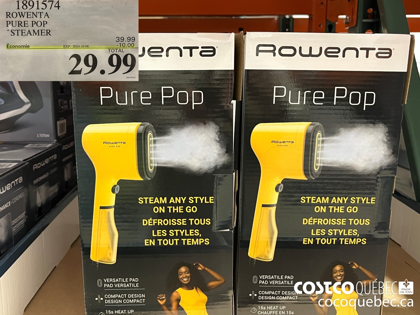 1891574 ROWENTA PURE POP STEAMER  ($10.00 INSTANT SAVINGS EXPIRES ON 2024-10-06) $29.99