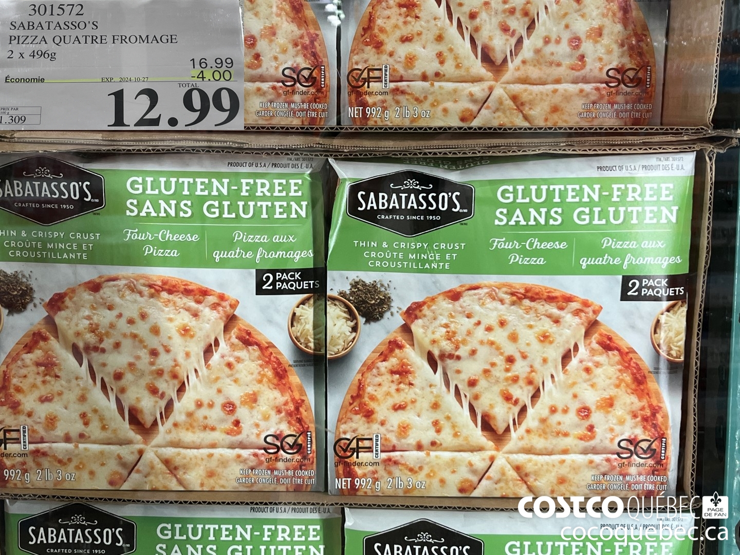 301572 SABATASSO'S PIZZA QUATRE FROMAGE  ($4.00 INSTANT SAVINGS EXPIRES ON 2024-10-27) $12.99