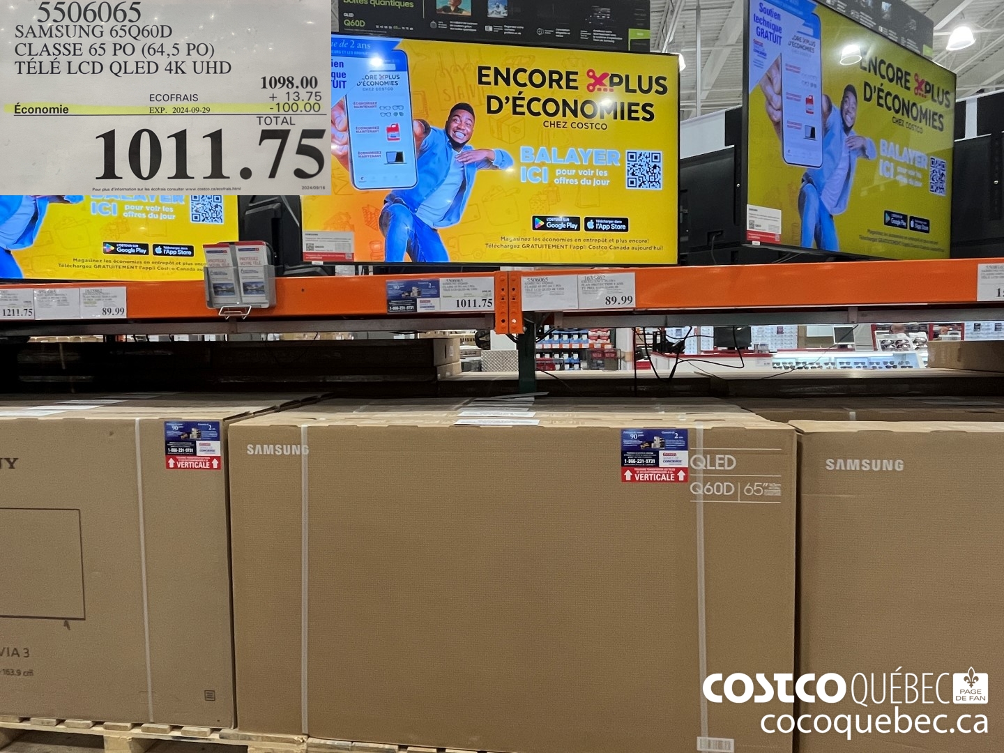 5506065 SAMSUNG 65Q60D CLASSE 65 PO (64,5 PO) TELE LCD QLED 4K UHD  ($100.00 INSTANT SAVINGS EXPIRES ON 2024-09-29) $1011.75