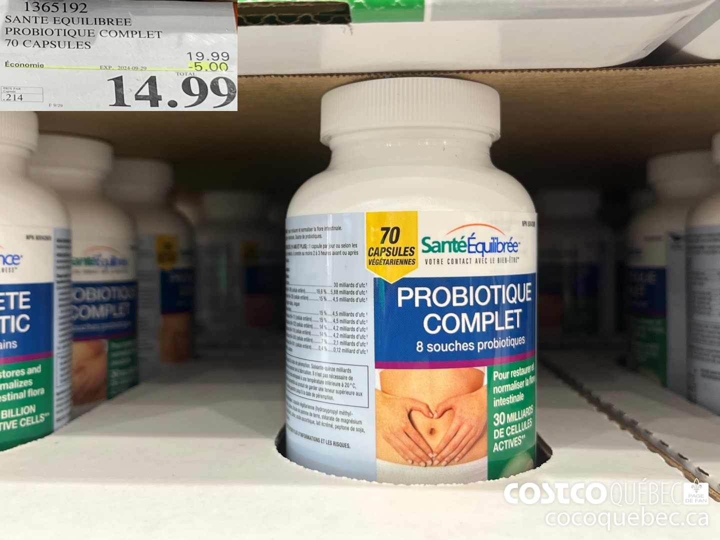1365192 SANTE EQUILIBREE PROBIOTIQUE COMPLET 70 CAPSULES  ($5.00 INSTANT SAVINGS EXPIRES ON 2024-09-29) $14.99