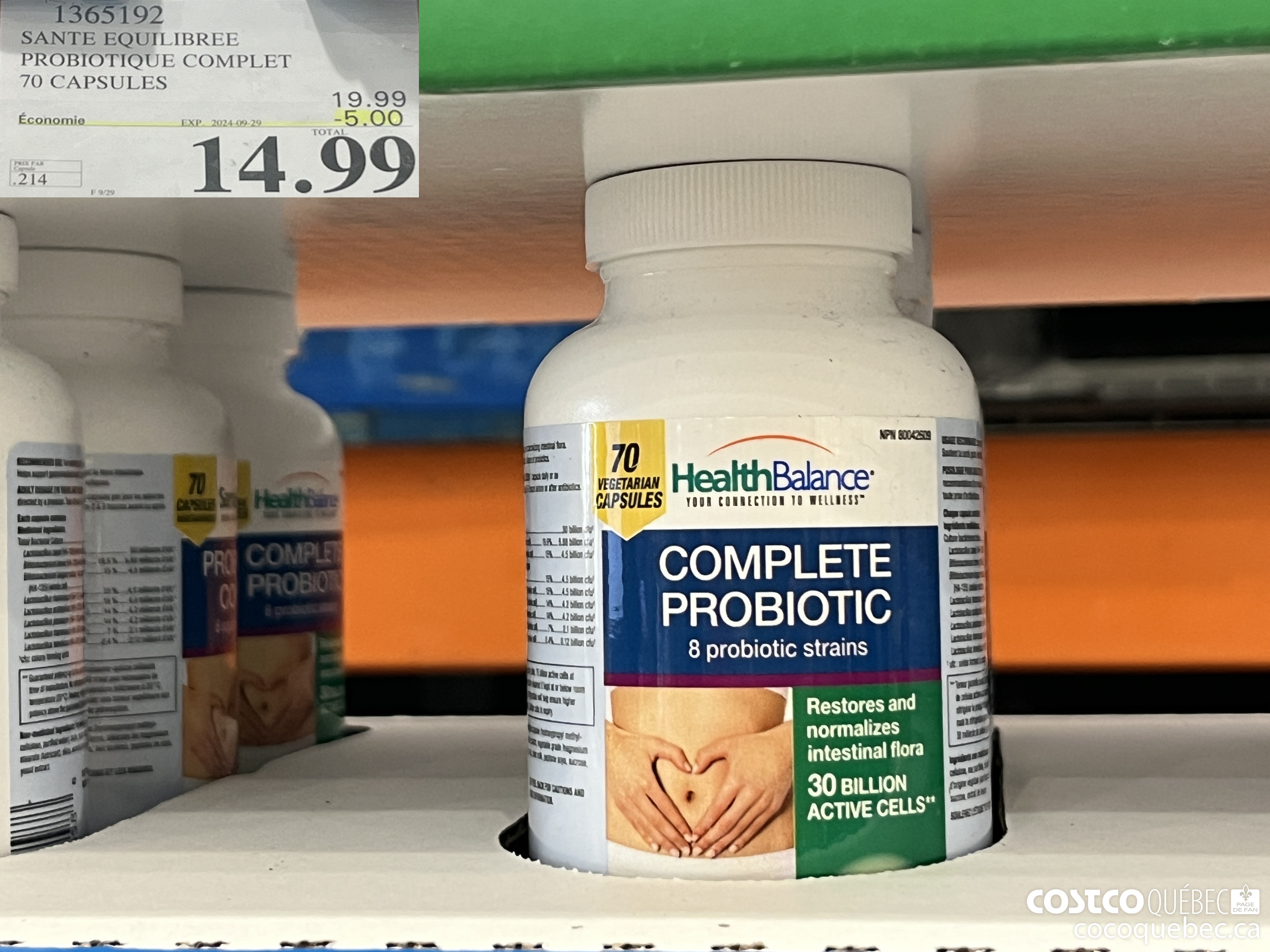 1365192 SANTE EQUILIBREE PROBIOTIQUE COMPLET 70 CAPSULES  ($5.00 INSTANT SAVINGS EXPIRES ON 2024-09-29) $14.99