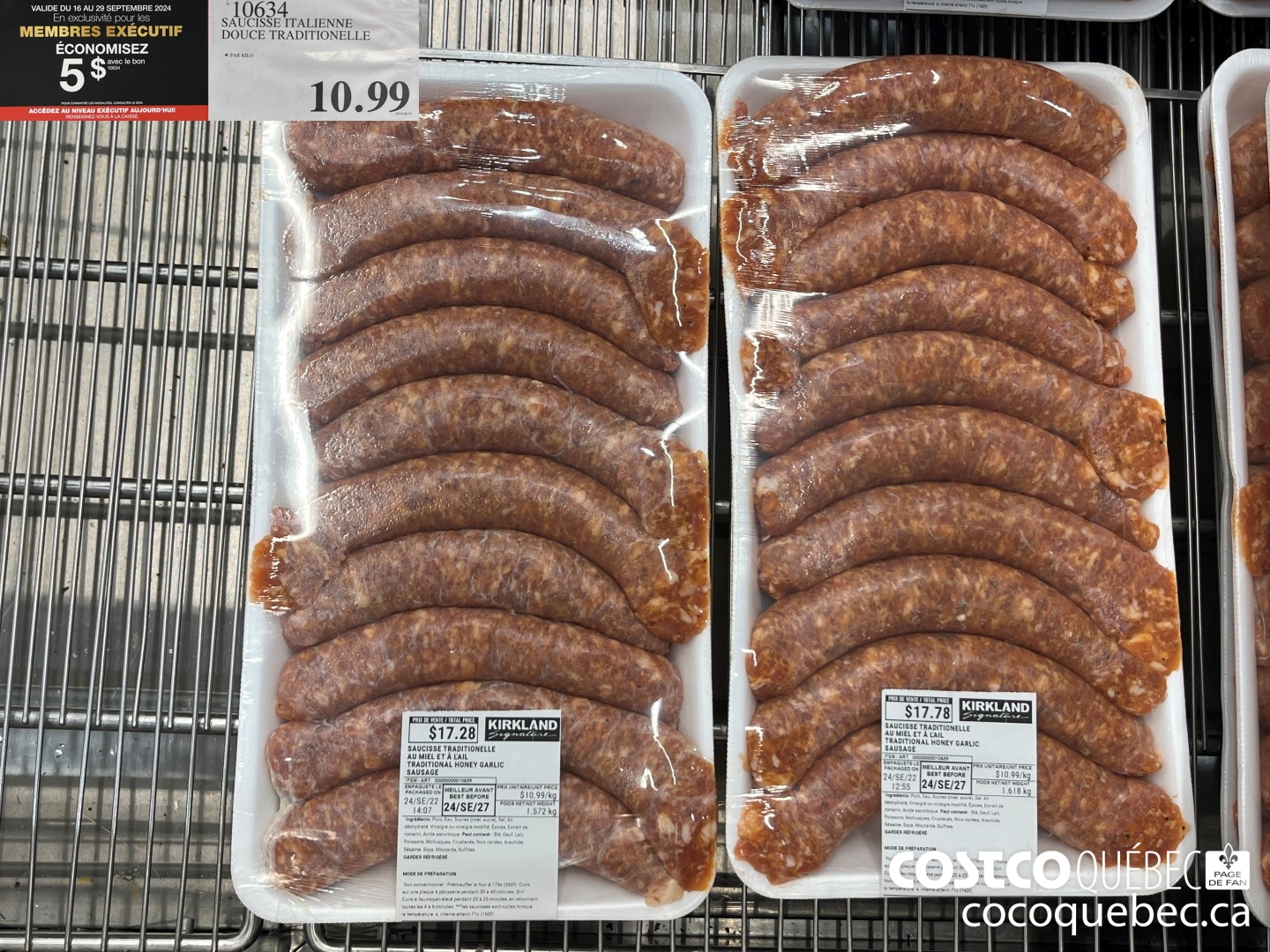 10634 SAUCISSE ITALIENNE DOUCE TRADITIONELLE  ($5.00 INSTANT SAVINGS EXPIRES ON 2024-09-29)