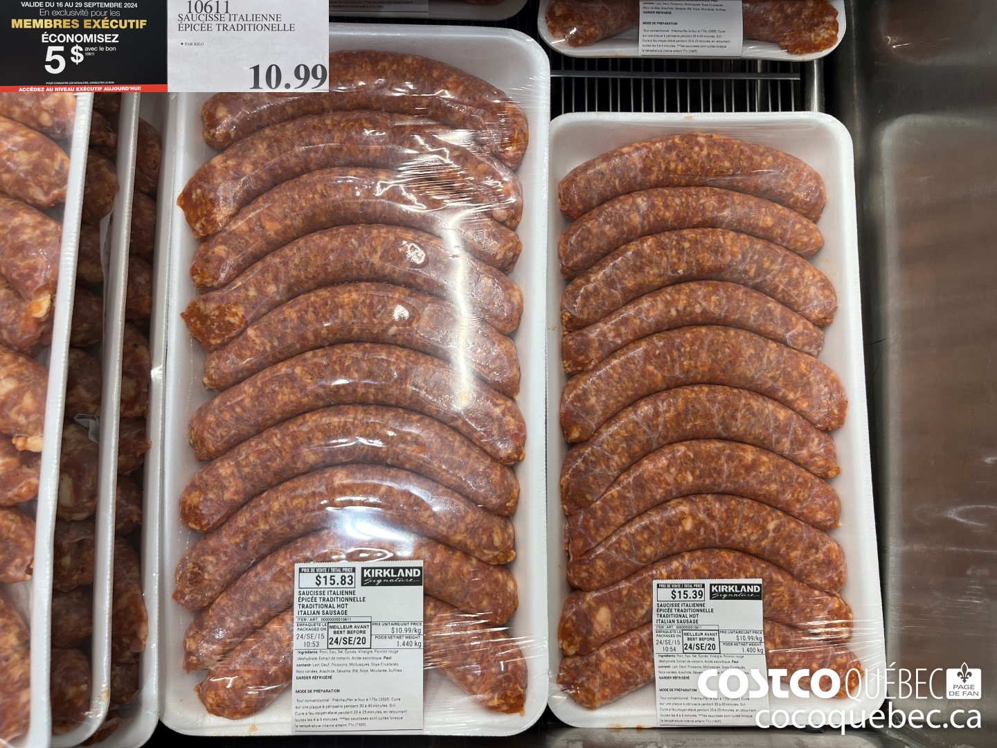 10611 SAUCISSE ITALIENNE EPICEE TRADITIONELLE  ($5.00 INSTANT SAVINGS EXPIRES ON 2024-09-29)