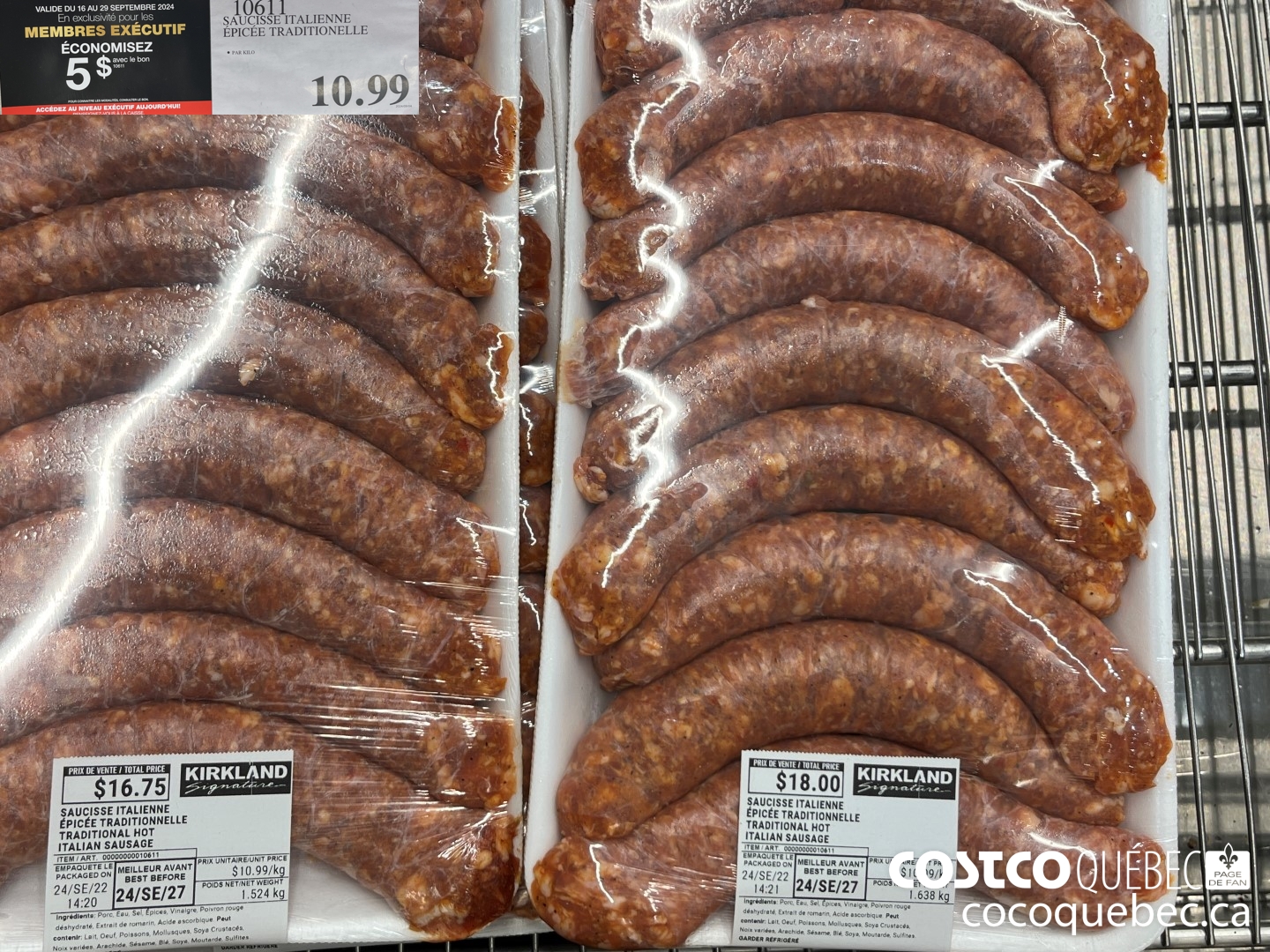 10611 SAUCISSE ITALIENNE EPICEE TRADITIONELLE  ($5.00 INSTANT SAVINGS EXPIRES ON 2024-09-29)