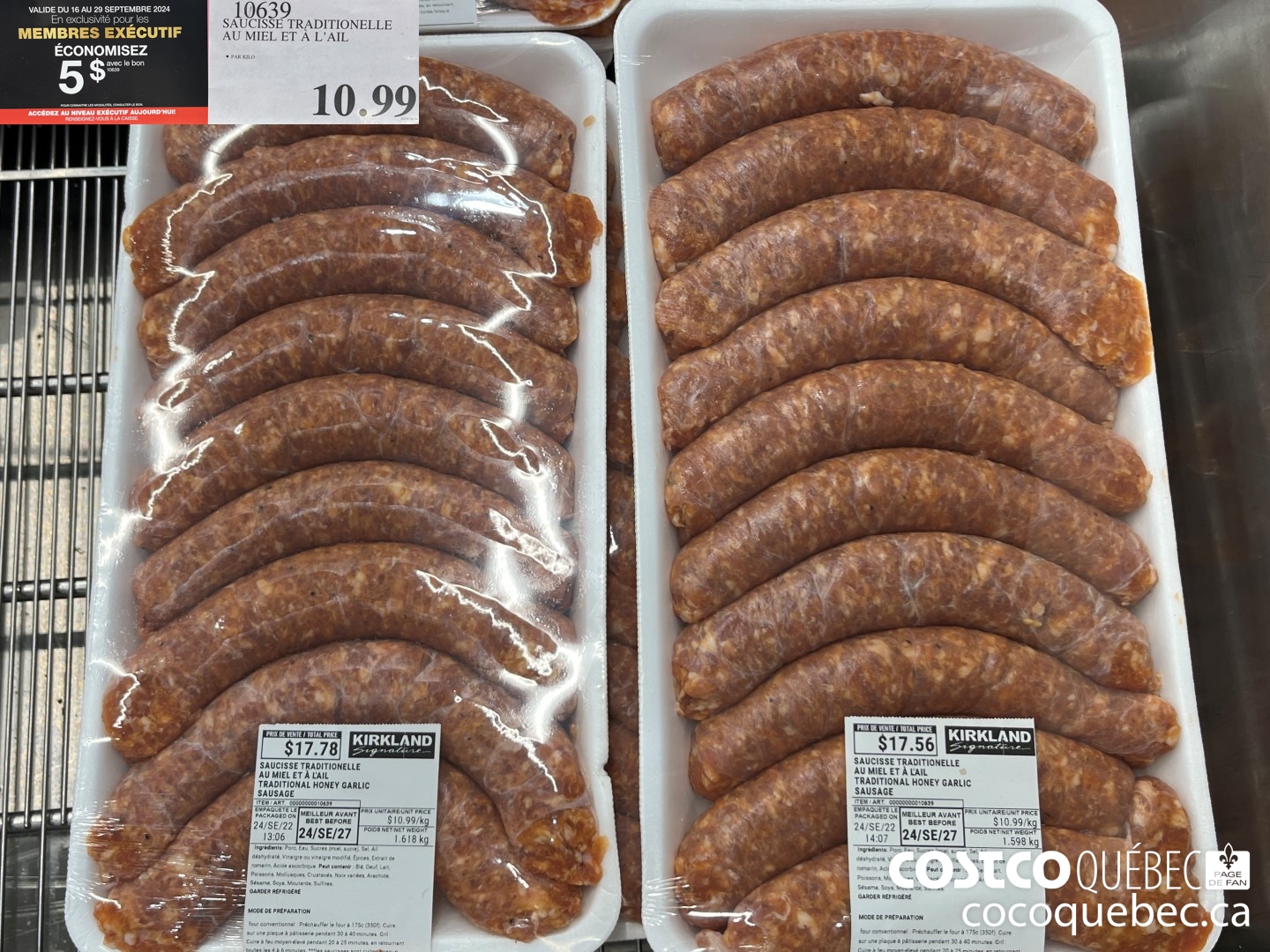 10639 SAUCISSE TRADITIONELLE AU MIEL ET A L'AIL  ($5.00 INSTANT SAVINGS EXPIRES ON 2024-09-29)