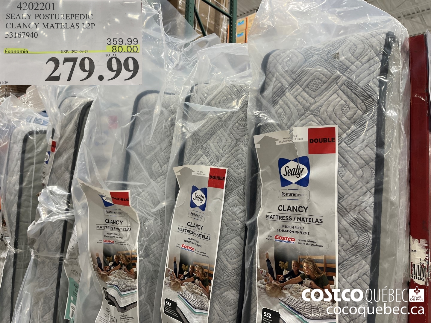 4202201 SEALY POSTUREPEDIC CLANCY MATELAS L2P 53167940  ($80.00 INSTANT SAVINGS EXPIRES ON 2024-09-29) $279.99