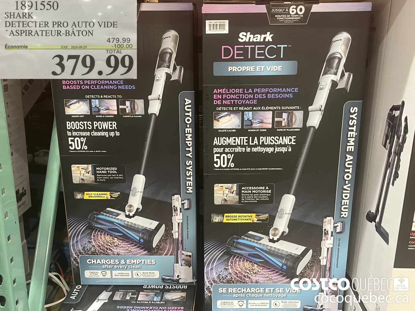 1891550 SHARK DETECTER PRO AUTO VIDE ASPIRATEUR-BATON  ($100.00 INSTANT SAVINGS EXPIRES ON 2024-09-29) $379.99