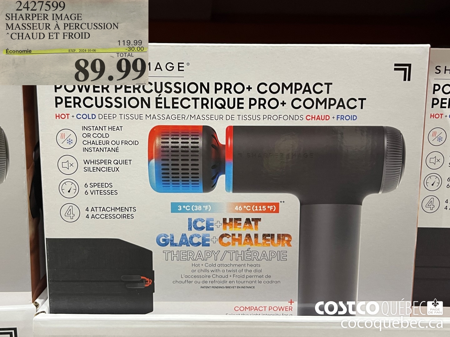 2427599 SHARPER IMAGE MASSEUR A PERCUSSION CHAUD ET FROID  ($30.00 INSTANT SAVINGS EXPIRES ON 2024-10-06) $89.99