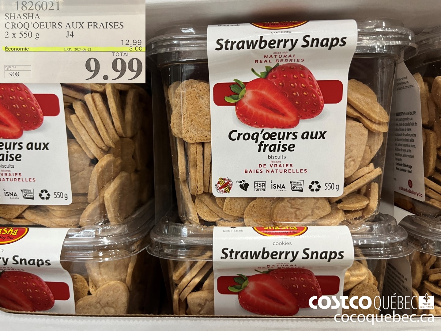 1826021 SHASHA CROQ'OEURS AUX FRAISES 2 x 550  ($3.00 INSTANT SAVINGS EXPIRES ON 2024-09-22) $9.99