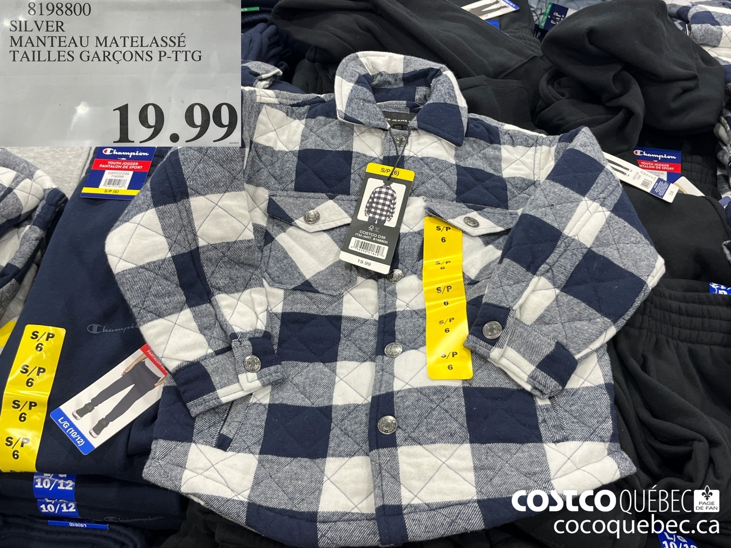 8198800 SILVER MANTEAU MATELASSE TAILLES GARCONS P-TTG  $19.99