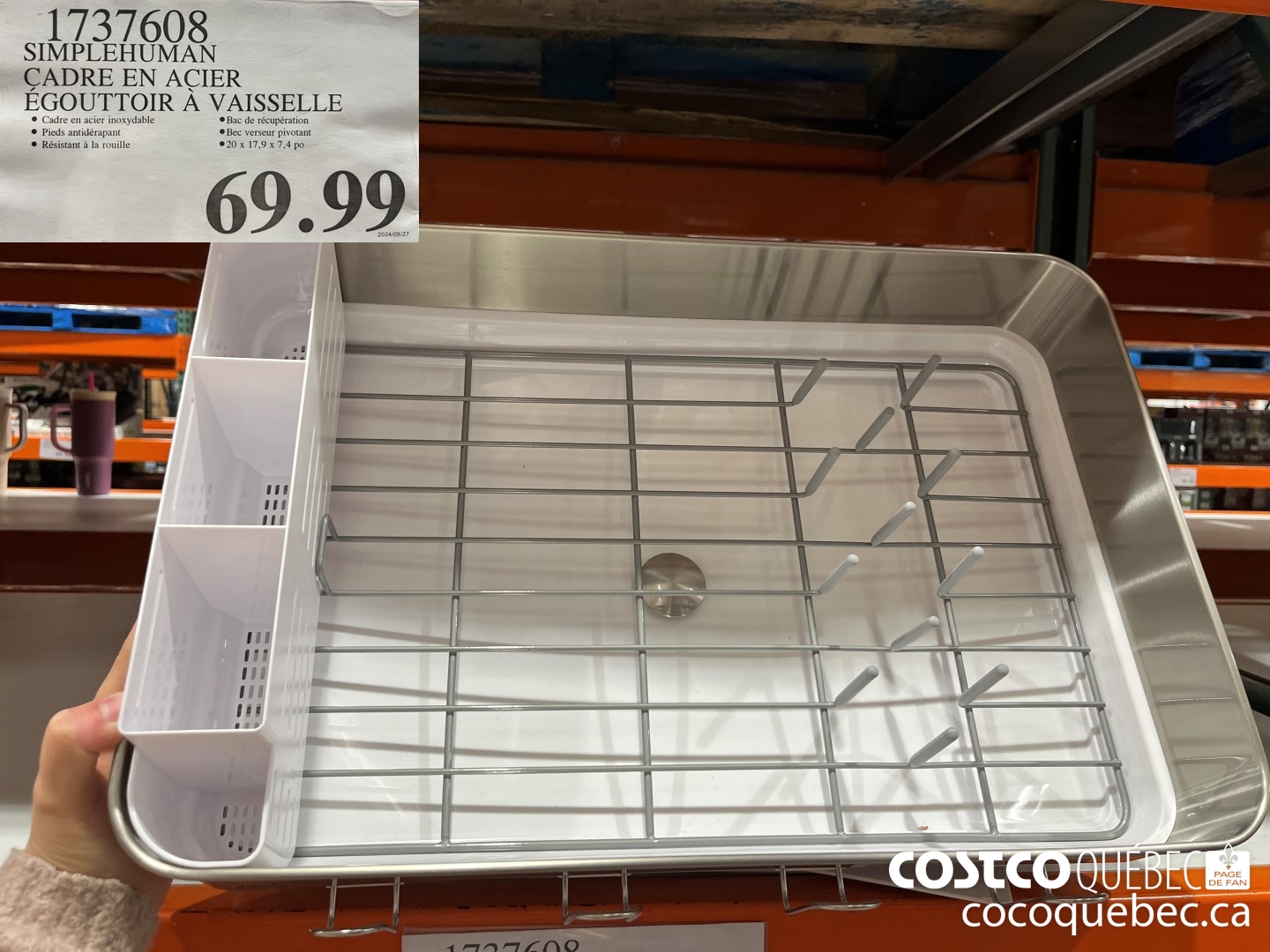 1737608 SIMPLEHUMAN CADRE EN ACIER EGOUTTOIR A VAISSELLE  $69.99