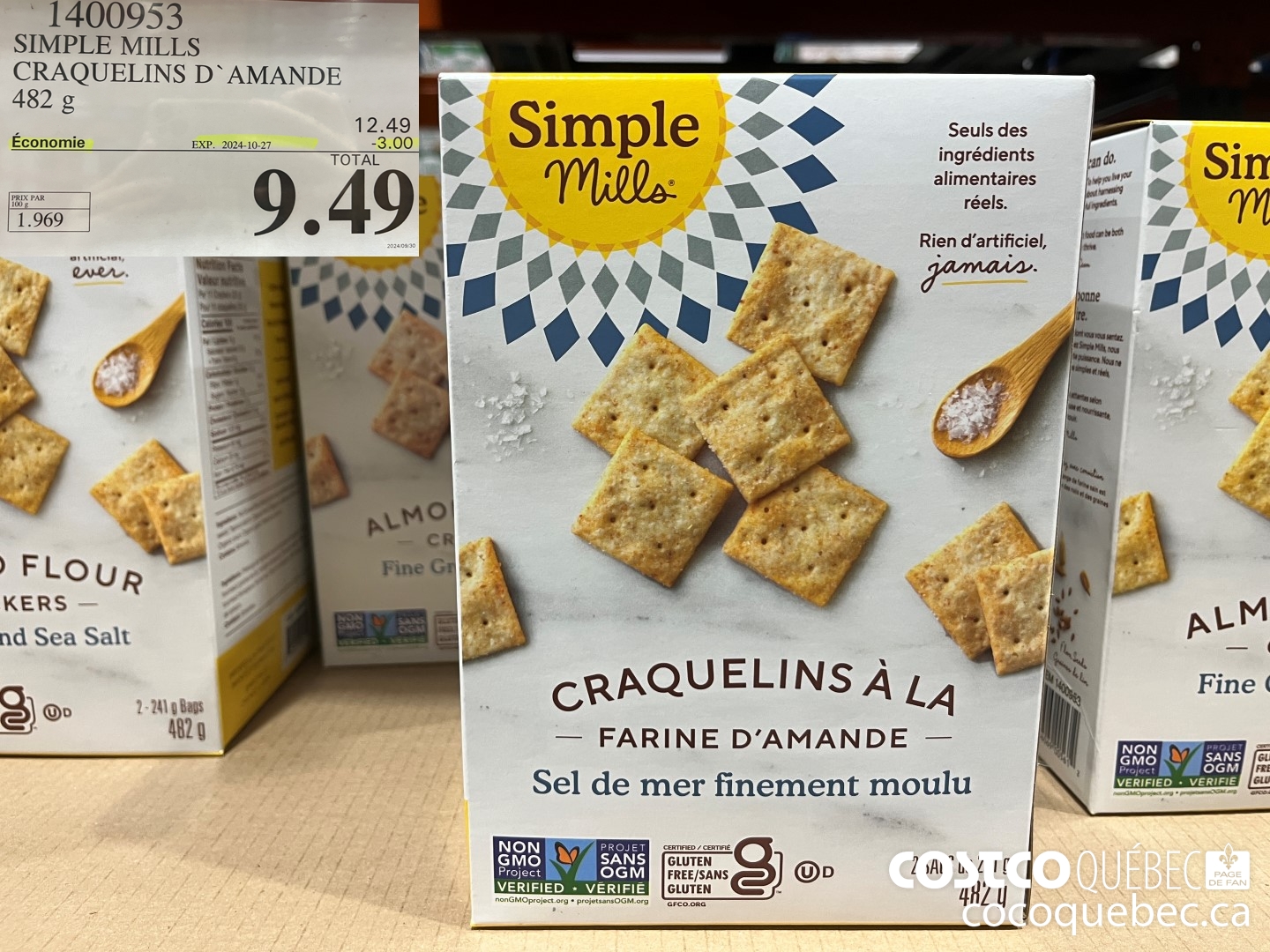 1400953 SIMPLE MILLS CRAQUELINS D' AMANDE 482 g ($3.00 INSTANT SAVINGS EXPIRES ON 2024-10-27) $9.49
