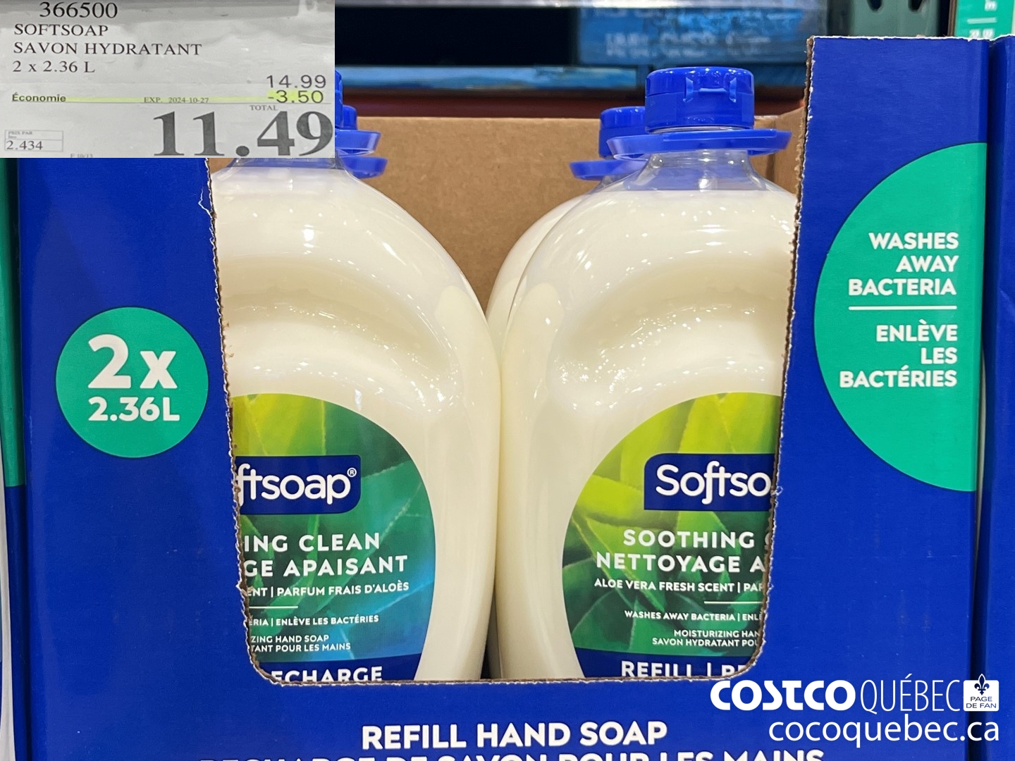 366500 SOFTSOAP SAVON HYDRATANT  ($3.50 INSTANT SAVINGS EXPIRES ON 2024-10-27) $11.49