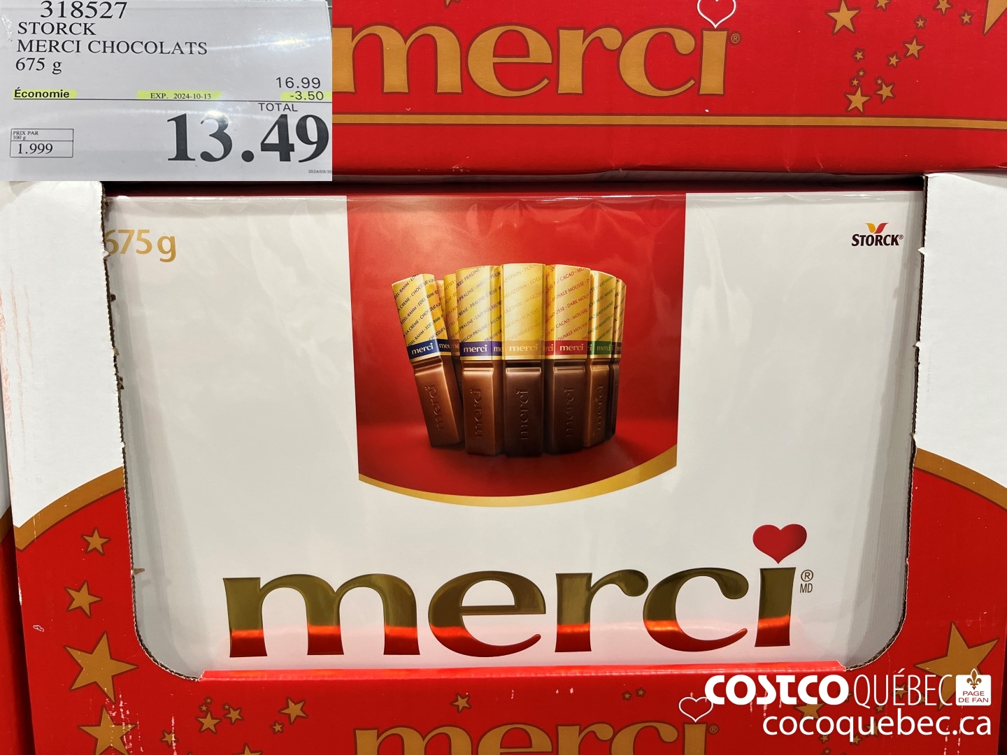 318527 STORCK MERCI CHOCOLATS 675 g  ($3.50 INSTANT SAVINGS EXPIRES ON 2024-10-13) $13.49