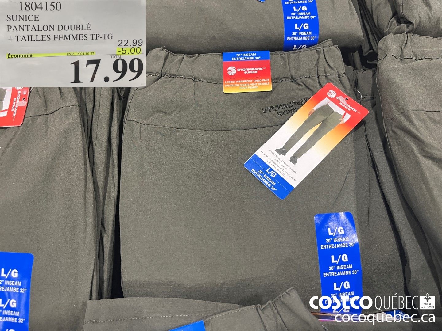 1804150 SUNICE PANTALON DOUBLE + TAILLES FEMMES TP-TG  ($5.00 INSTANT SAVINGS EXPIRES ON 2024-10-27) $17.99