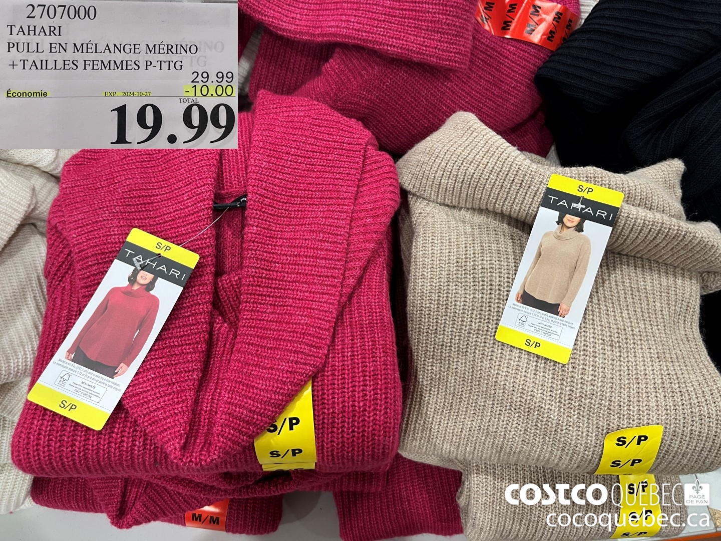2707000 TAHARI PULL EN MELANGE MERINO TAILLES FEMMES P-TTG  ($10.00 INSTANT SAVINGS EXPIRES ON 2024-10-27) $19.99