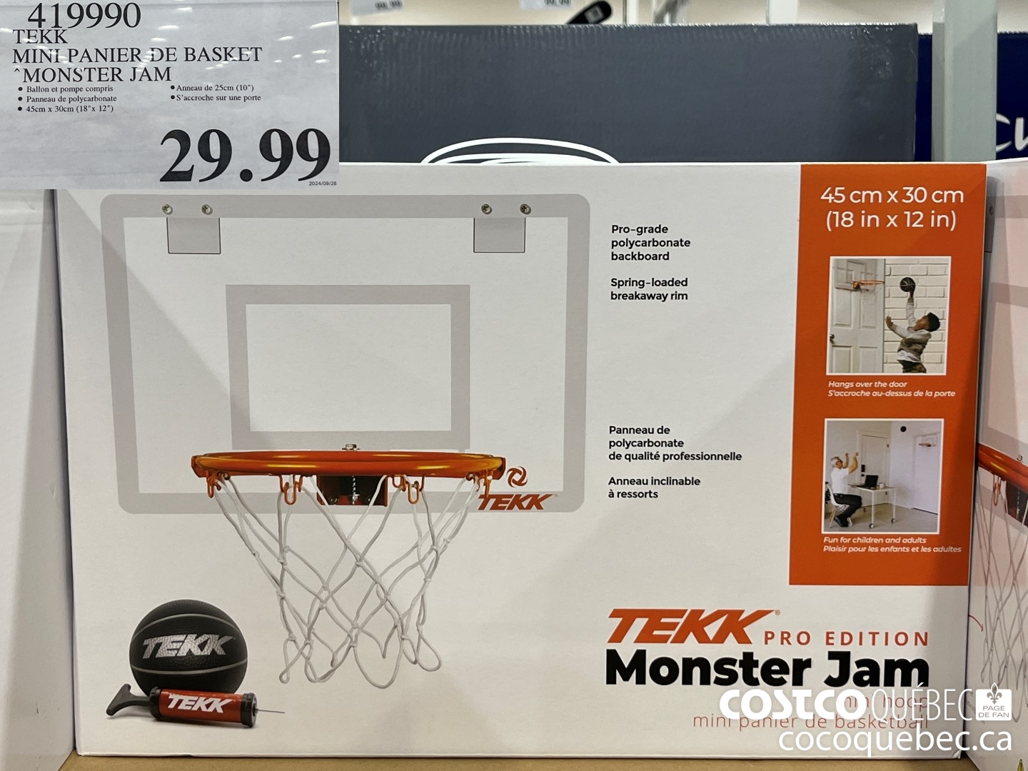 419990 TEKK MINI PANIER DE BASKET MONSTER JAM  $29.99