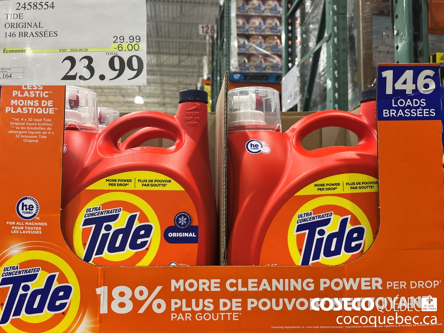 2458554 TIDE ORIGINAL 146 BRASSEES  ($6.00 INSTANT SAVINGS EXPIRES ON 2024-09-29) $23.99
