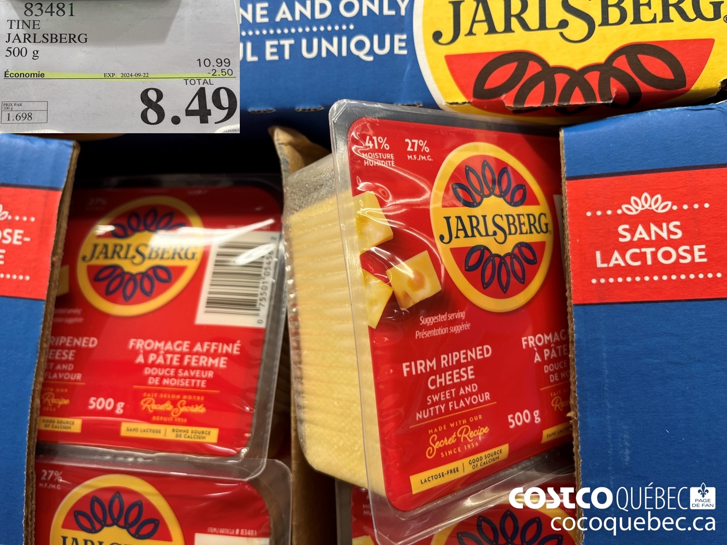 83481 TINE JARLSBERG 500 g  ($2.50 INSTANT SAVINGS EXPIRES ON 2024-09-22) $8.49