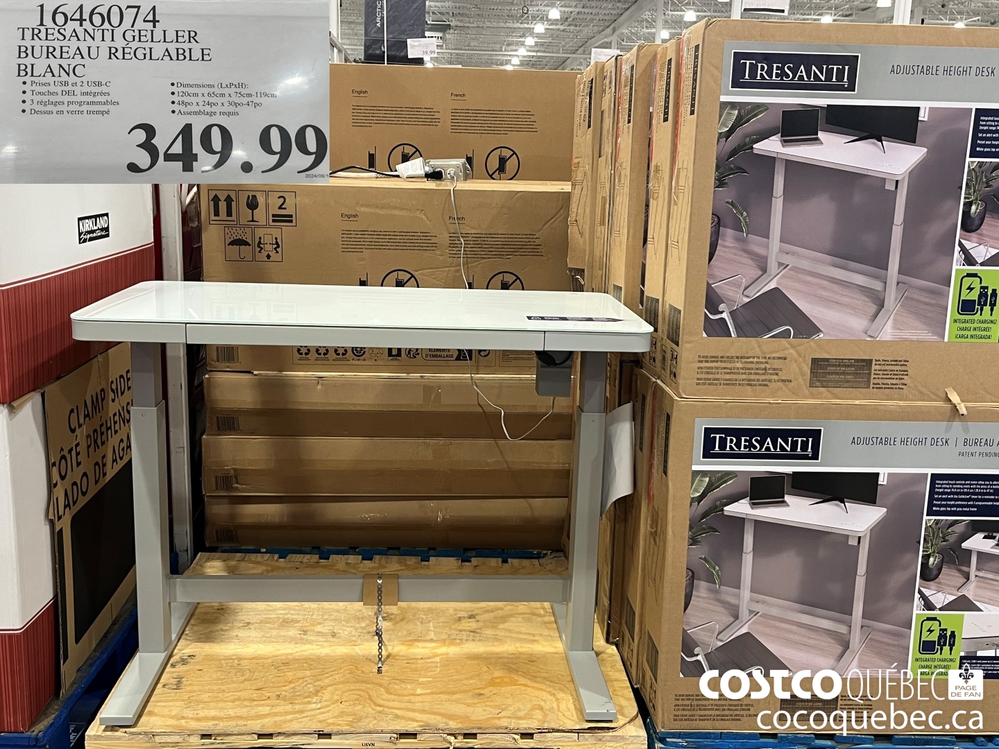 1646074 TRESANTI GELLER BUREAU REGLABLE BLANC  $349.99