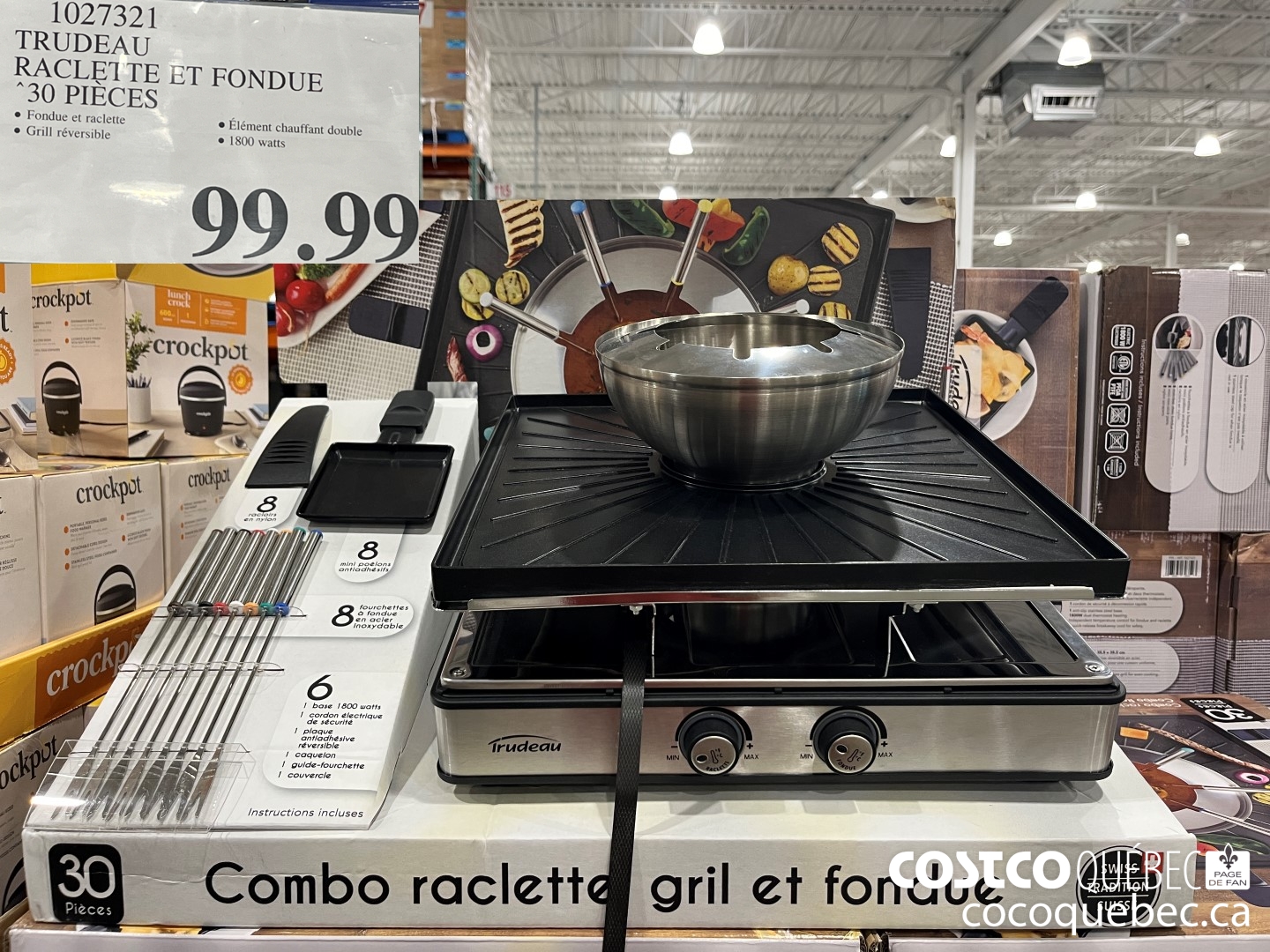 1027321 TRUDEAU ENSEMBLE 30 PIECES RACLETTE ET FONDUE $99.99