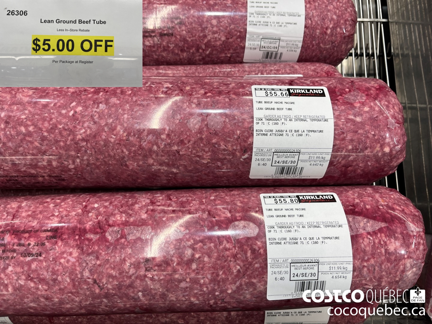 26306 Tube de Boeuf Haché Maigre ($5.00 INSTANT SAVINGS)